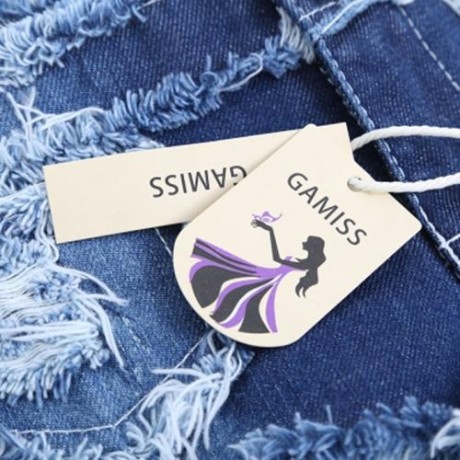 SEXY LOW WAIST LACE-UP FRAYED DENIM WOMEN SHORT JEANS (BLUE)