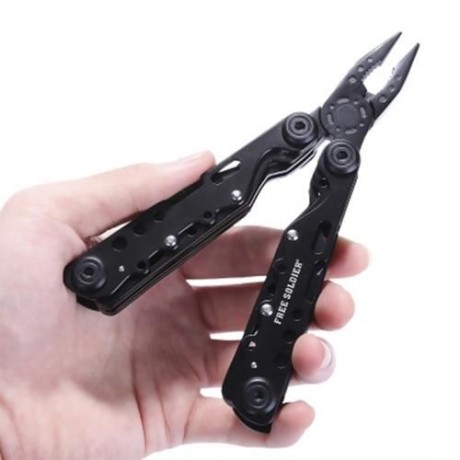 FREE SOLDIER 12 IN 1 MULTIFUNCTIONAL FOLDABLE STAINLESS STEEL PLIER (BLACK)