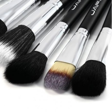 JAF 20pcs Portable Horse Hair Makeup Brush Set (BLACK)