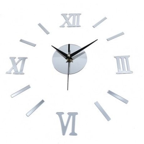 Roman Numerals Sticker DIY Wall Clock Home Decor (SILVER)