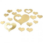 DIY HEART SHAPED MIRROR EFFECT WALL STICKER HOME DECORATION (GOLDEN)