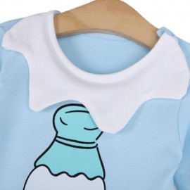 RABBIT BEIEN COTTON CUTE ROUND COLLAR BABY MILK PRINT JUMPSUIT (BLUE)