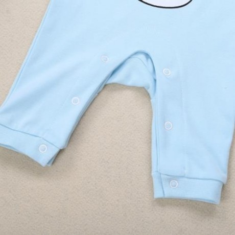 RABBIT BEIEN COTTON CUTE ROUND COLLAR BABY MILK PRINT JUMPSUIT (BLUE)