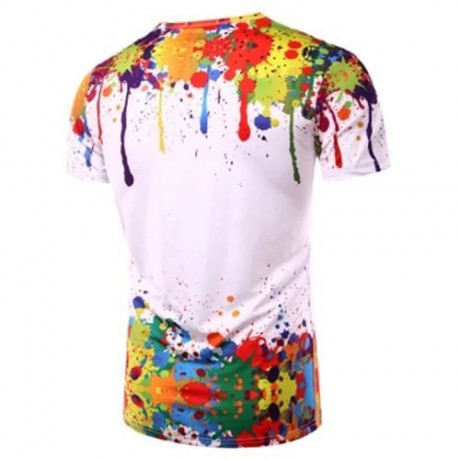 3D COLORFUL SPLATTER PAINT SHORT SLEEVE T-SHIRT (COLORMIX)