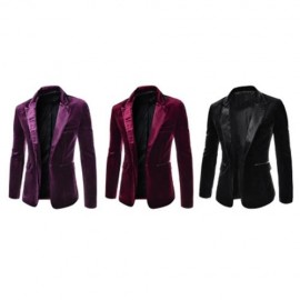 FASHION LAPEL POCKET EDGING DESIGN SLIMMING LONG SLEEVE CORDUROY BLAZER FOR MEN (BLACK)