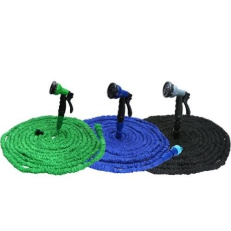 TALL TOP EXPANDABLE GARDEN HOSE PIPE WITH 8 IN 1 SPRAY GUN (GREEN)