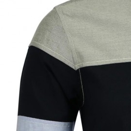 COLOR BLOCK LONG SLEEVE POCKET SHIRT (BLUE)