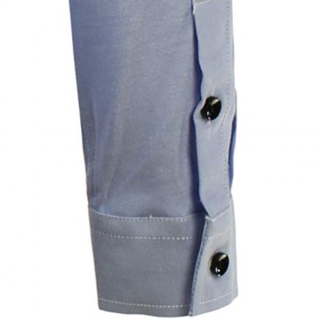 COLOR BLOCK LONG SLEEVE POCKET SHIRT (BLUE)