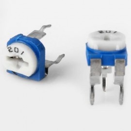 DIY HORIZONTAL 201 200 OHM ADJUSTABLE RESISTORS ( 0.1W 50V / 10PCS ) (BLUE AND WHITE)