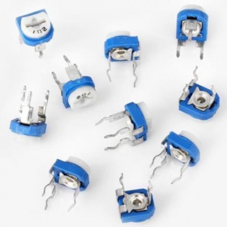 DIY HORIZONTAL 201 200 OHM ADJUSTABLE RESISTORS ( 0.1W 50V / 10PCS ) (BLUE AND WHITE)