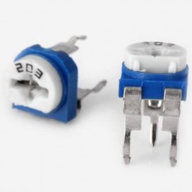DIY HORIZONTAL 203 20K OHM ADJUSTABLE RESISTORS ( 0.1W 50V / 10PCS ) (BLUE AND WHITE)