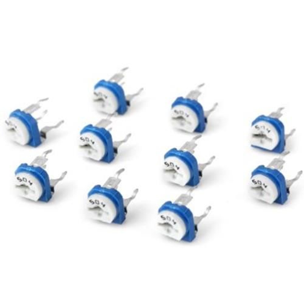 DIY HORIZONTAL 504 500K OHM ADJUSTABLE RESISTORS ( 0.1W 50V / 10PCS ) (BLUE AND WHITE)