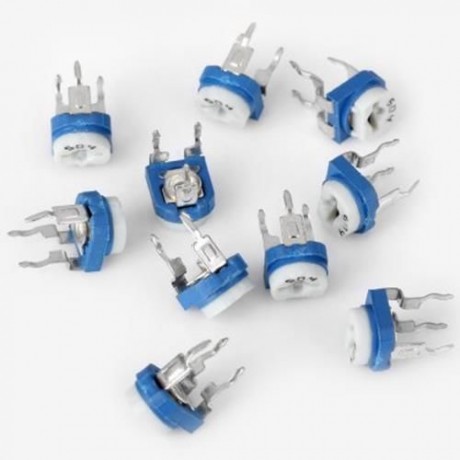 DIY HORIZONTAL 504 500K OHM ADJUSTABLE RESISTORS ( 0.1W 50V / 10PCS ) (BLUE AND WHITE)