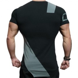 ASYMMETRIC COLOR BLOCK SHORT SLEEVE TEE (GRAY)