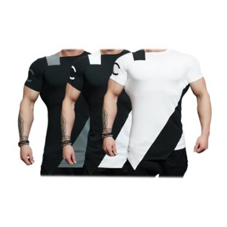 ASYMMETRIC COLOR BLOCK SHORT SLEEVE TEE (GRAY)