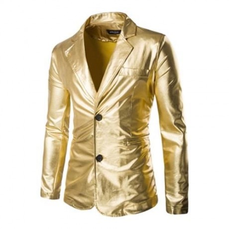 FASHIONABLE SHINNY BLAZER   PANTS TWINSET SUITS FOR MEN (GOLDEN)