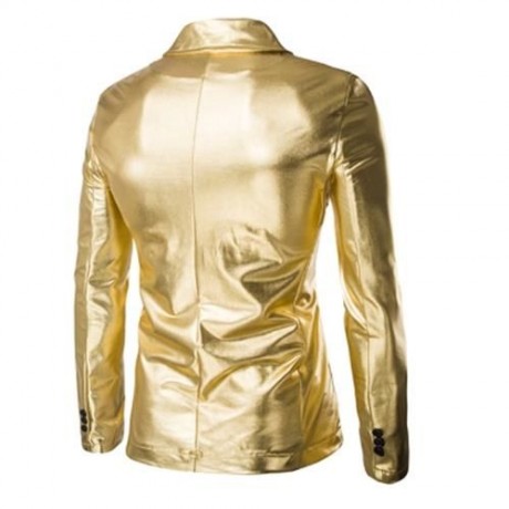 FASHIONABLE SHINNY BLAZER   PANTS TWINSET SUITS FOR MEN (GOLDEN)