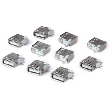 DIY 4PIN AM USB FEMALE 90 DEGREE SIDE INSERTED PLUG ADAPTER ( DC 30V 1.5A / 10PCS ) (SILVE