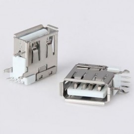 DIY 4PIN AM USB FEMALE 90 DEGREE SIDE INSERTED PLUG ADAPTER ( DC 30V 1.5A / 10PCS ) (SILVE