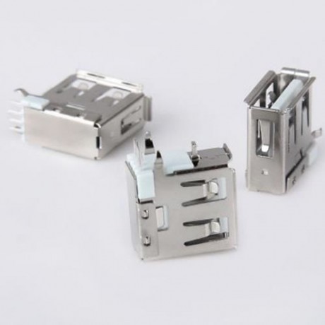 DIY 4PIN AM USB FEMALE 90 DEGREE SIDE INSERTED PLUG ADAPTER ( DC 30V 1.5A / 10PCS ) (SILVE