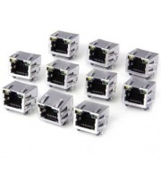 DURABLE SPRING DESIGNED AC 125V 1.2A DIY RJ45 NETWORK JACKS - 10PCS (SILVER)