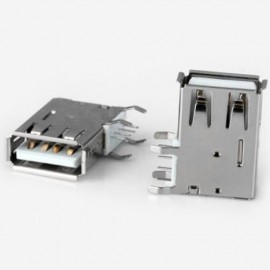 DIY 4PIN USB FEMALE 90 DEGREE SIDE INSERTED PLUG ADAPTER ( DC 30V 1.5A / 10PCS ) (SILVER)