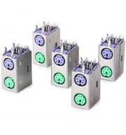 36V 1A ELECTRONIC DOUBLE LAYER MINI DIN 6PIN COMPUTER CONNECTORS - 5PCS (SILVER)