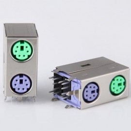36V 1A ELECTRONIC DOUBLE LAYER MINI DIN 6PIN COMPUTER CONNECTORS - 5PCS (SILVER)