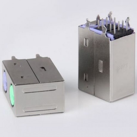 36V 1A ELECTRONIC DOUBLE LAYER MINI DIN 6PIN COMPUTER CONNECTORS - 5PCS (SILVER)