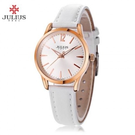 JULIUS JA - 983L WOMEN QUARTZ GENUINE LEATHER BAND WATCH (WHITE)