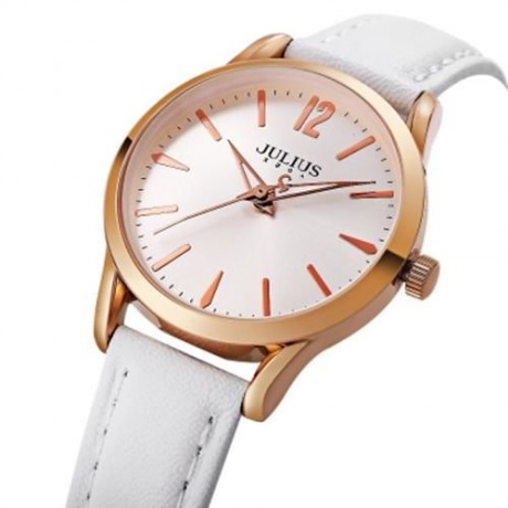 JULIUS JA - 983L WOMEN QUARTZ GENUINE LEATHER BAND WATCH (WHITE)