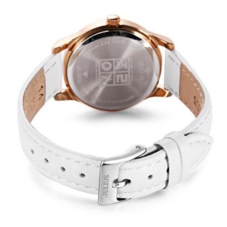 JULIUS JA - 983L WOMEN QUARTZ GENUINE LEATHER BAND WATCH (WHITE)