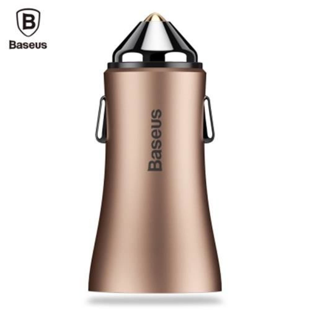 BASEUS GOLDEN CONTACTOR 2.4A DUAL USB PORT SMART CAR CHARGER (COFFEE)