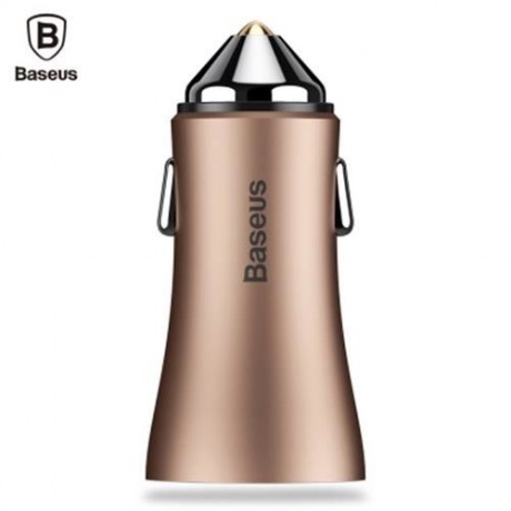 BASEUS GOLDEN CONTACTOR 2.4A DUAL USB PORT SMART CAR CHARGER (COFFEE)
