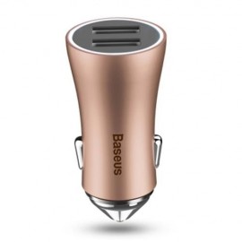 BASEUS GOLDEN CONTACTOR 2.4A DUAL USB PORT SMART CAR CHARGER (COFFEE)
