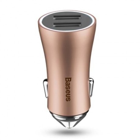 BASEUS GOLDEN CONTACTOR 2.4A DUAL USB PORT SMART CAR CHARGER (COFFEE)