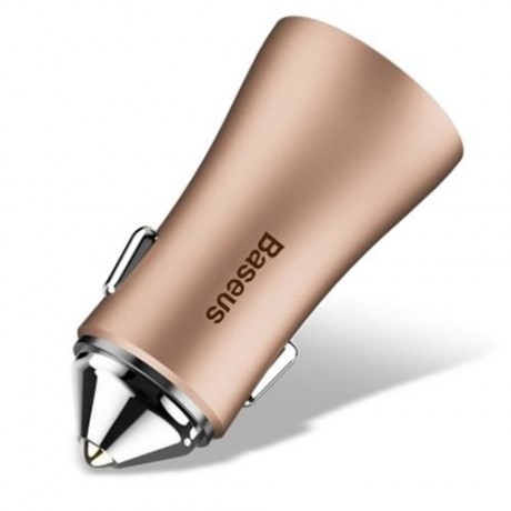 BASEUS GOLDEN CONTACTOR 2.4A DUAL USB PORT SMART CAR CHARGER (COFFEE)