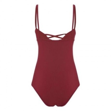 SPAGHETTI STRAP HOLLOW OUT LACE-UP BACKLESS WOMEN SWIMSUIT (BLACK)