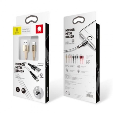 BASEUS SHINING 8 PIN CABLE CHARGING DATA CORD WITH JET METAL (LUXURY GOLD COLOR)