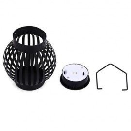 CIRCULAR SOLAR POWERED LED NIGHT LIGHT EMERGENCY WATERPROOF PUMPKIN LAMP (BLACK)