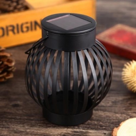 CIRCULAR SOLAR POWERED LED NIGHT LIGHT EMERGENCY WATERPROOF PUMPKIN LAMP (BLACK)