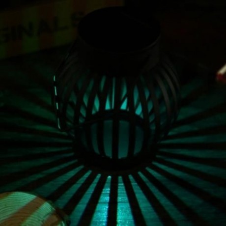 CIRCULAR SOLAR POWERED LED NIGHT LIGHT EMERGENCY WATERPROOF PUMPKIN LAMP (BLACK)