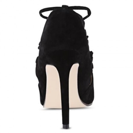 MEILIKELIN OPEN TOE LACE LADIES THIN HEEL SANDALS (BLACK)