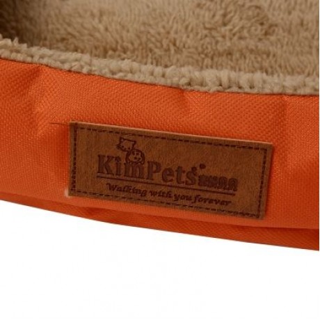 Kimpets Denim Fabric Stylish Washable Pet Dog Cat Bed (ORANGE)