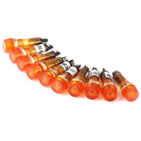 XD10 - 1 DIY 10MM DC 24V ELECTRONIC DEVICE FLAT HEAD SIGNAL INDICATOR LIGHT - 10PCS (ORANG