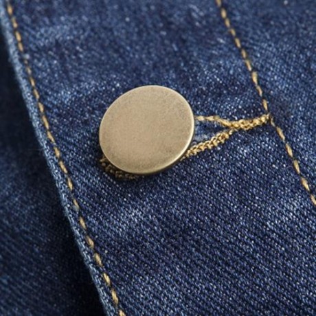 POCKETS EMBELLISHED TURN-DOWN COLLAR DENIM JECKET (BLUE)