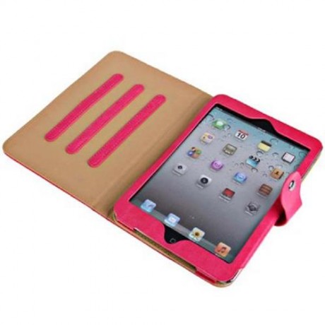 NEW STYLE PURE COLOR DESIGN FOLDING PU STAND LEATHER CASE FOR IPAD MINI - WHITE (PEACH)