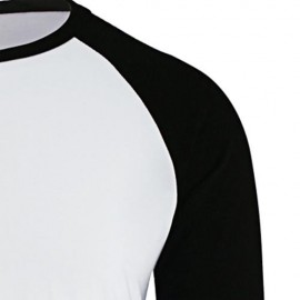 CREW NECK PANEL HALF RAGLAN SLEEVE T-SHIRT (WHITE AND BLACK)