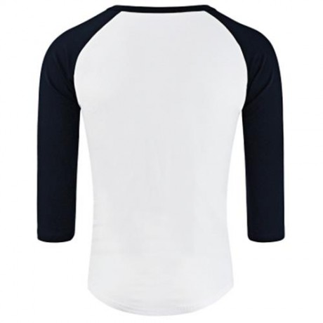 CREW NECK PANEL HALF RAGLAN SLEEVE T-SHIRT (CADETBLUE   WHITE)