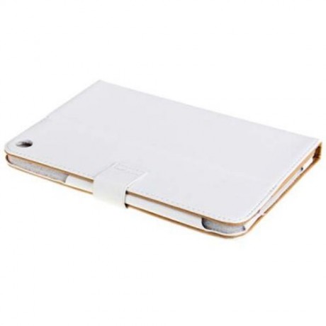 NEW STYLE PURE COLOR DESIGN FOLDING PU STAND LEATHER CASE FOR IPAD MINI - WHITE (WHITE)